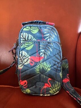 LUG Quilted Crossbody Bag with Flamingo Print